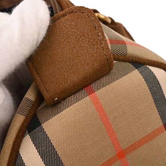 Burberry Nova Check Bowling Bag Canvas Beige Canvas Handbag (Pre-Owned) - Picture 5 of 10